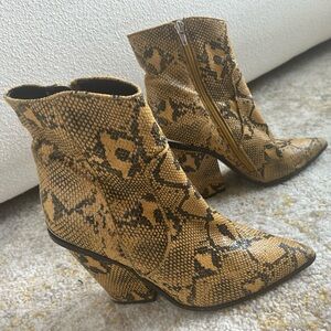 Steve Madden yellow snakeskin booties